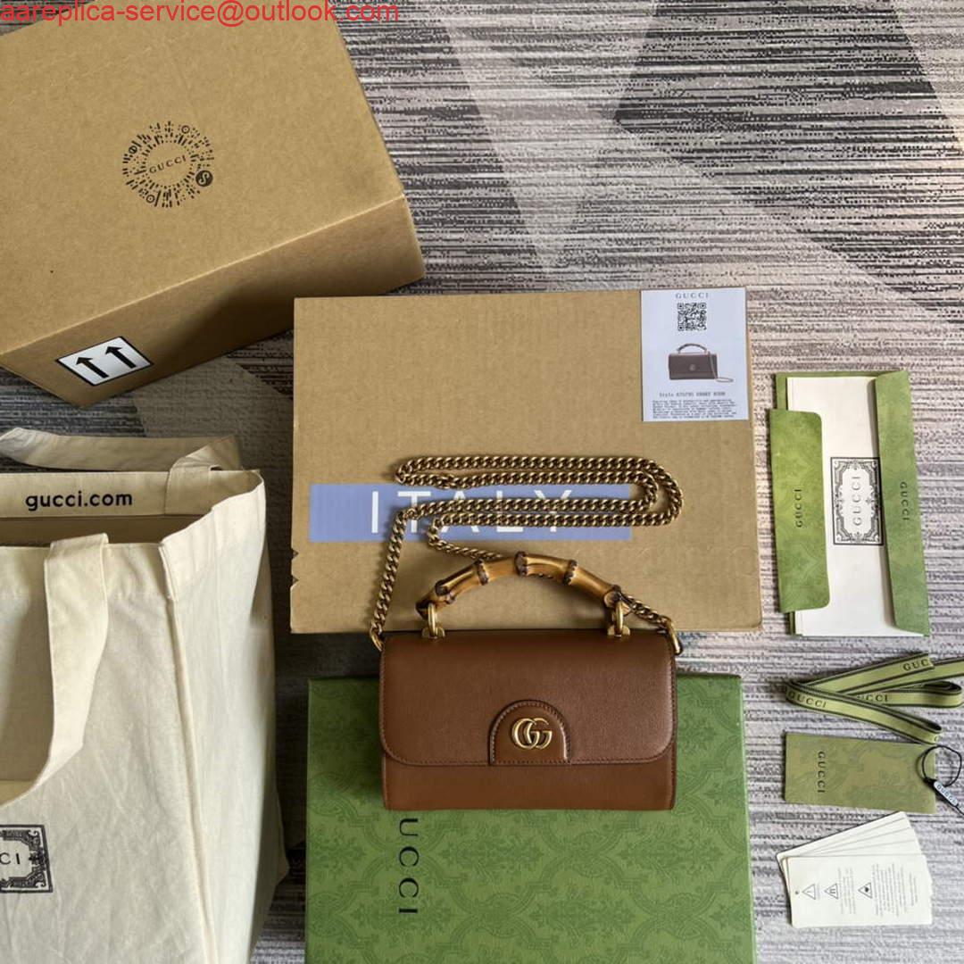 Replica Gucci 675795 Gucci Diana mini shoulder bag Brown Replica Gucci 675795 Gucci Diana mini shoulder bag Brown