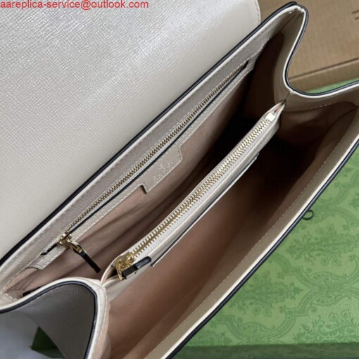 Replica Gucci 702049 Horsebit 1955 Medium Bag Beige White 8