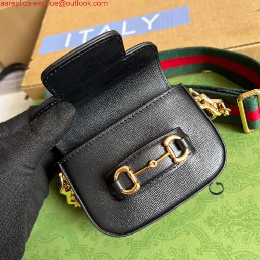 Replica Gucci 699760 Gucci Horsebit 1955 strap wallet Black 7