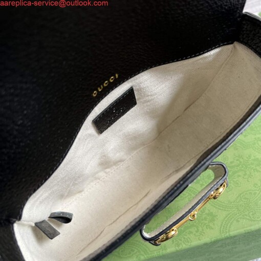 Replica Adidas x Gucci 658574 Horsebit 1955 mini bag black and white leather 7