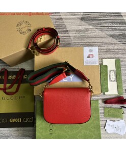 Replica Adidas x Gucci 658574 Horsebit 1955 mini bag red and white leather 2