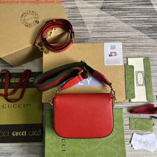 Replica Adidas x Gucci 658574 Horsebit 1955 mini bag red and white leather 2