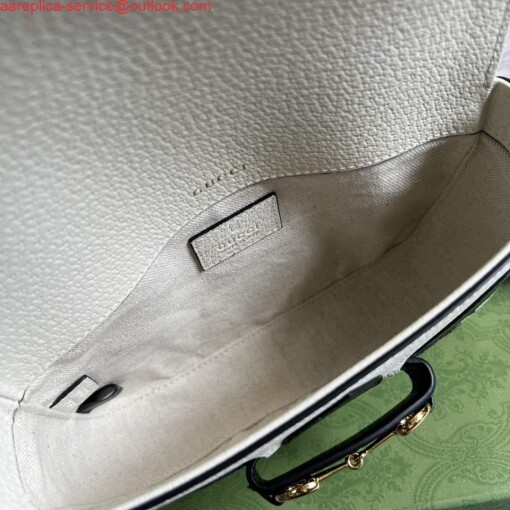 Replica Adidas x Gucci 658574 Horsebit 1955 mini bag white and black leather 7