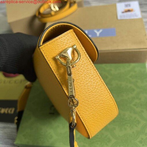 Replica Adidas x Gucci 658574 Horsebit 1955 mini bag Yellow and black leather 3