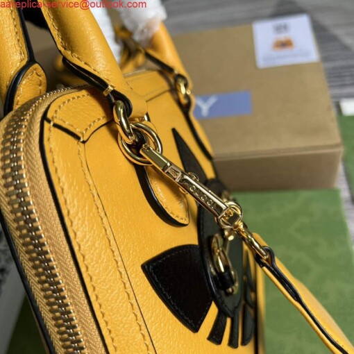 Replica Adidas x Gucci 677212 Horsebit 1955 mini bag Yellow and black leather 5