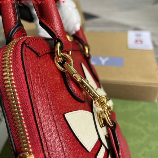 Replica Adidas x Gucci 677212 Horsebit 1955 mini bag red and white leather 7