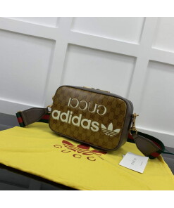 Replica Adidas x Gucci small shoulder bag 702427 Beige and brown GG canvas
