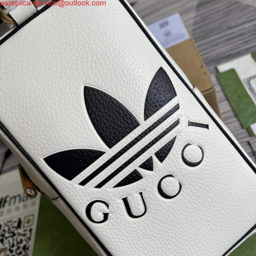 Replica Adidas x Gucci mini top handle bag 702387 White leather 4