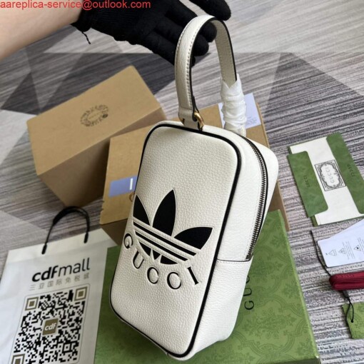Replica Adidas x Gucci mini top handle bag 702387 White leather 5