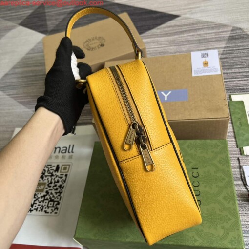 Replica Adidas x Gucci mini top handle bag 702387 Yellow leather 3