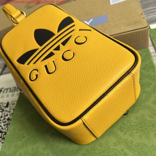 Replica Adidas x Gucci mini top handle bag 702387 Yellow leather 5