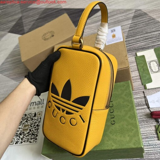 Replica Adidas x Gucci mini top handle bag 702387 Yellow leather 6