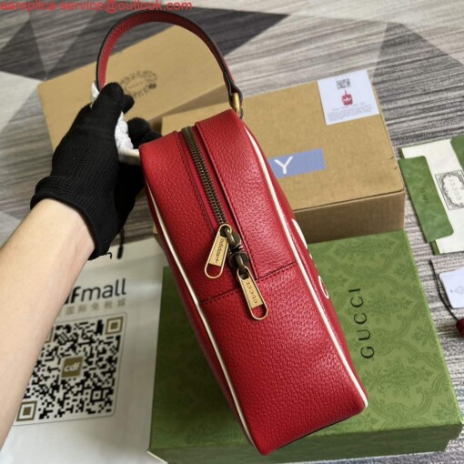 Replica Adidas x Gucci mini top handle bag 702387 Red leather 3