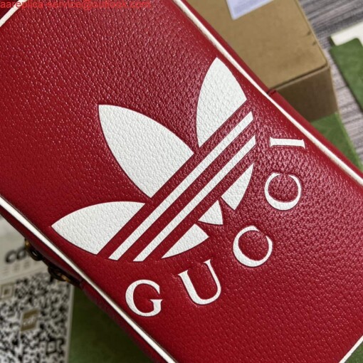 Replica Adidas x Gucci mini top handle bag 702387 Red leather 4