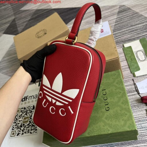 Replica Adidas x Gucci mini top handle bag 702387 Red leather 5