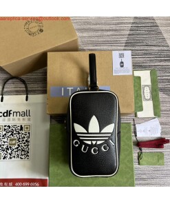 Replica Adidas x Gucci mini top handle bag 702387 Black leather