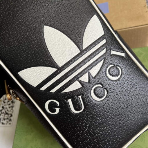 Replica Adidas x Gucci mini top handle bag 702387 Black leather 4