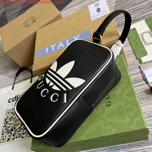 Replica Adidas x Gucci mini top handle bag 702387 Black leather 6