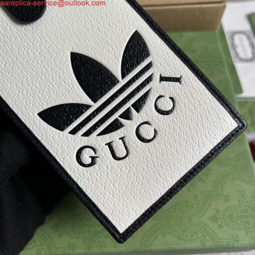 Replica Adidas x Gucci phone case 702203 Off-white and black leather 4