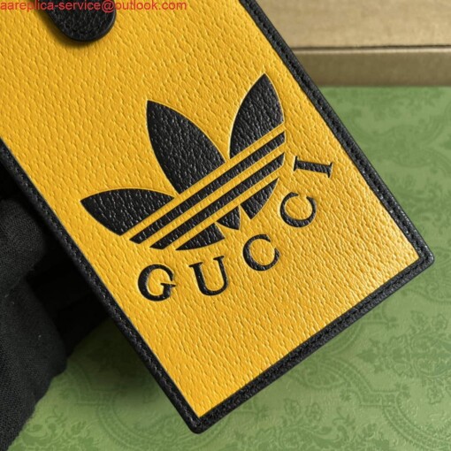 Replica Adidas x Gucci phone case 702203 Off-black and yellow leather 4