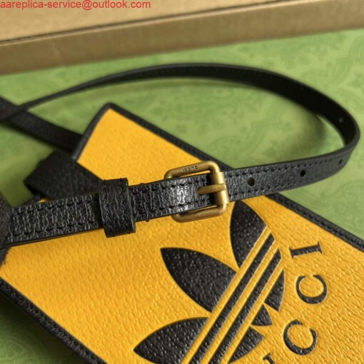 Replica Adidas x Gucci phone case 702203 Off-black and yellow leather 7