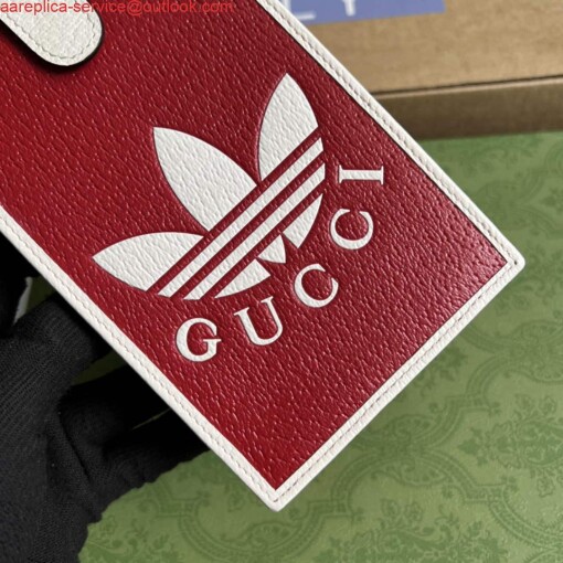 Replica Adidas x Gucci phone case 702203 Red and off-white leather 4
