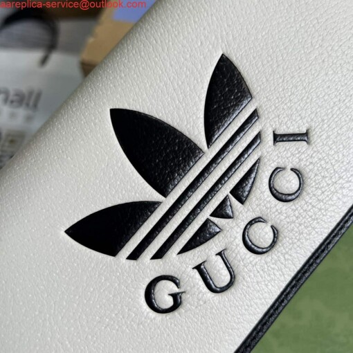 Replica Adidas x Gucci ‎621892 wallet with chain Off-white and black leather 4