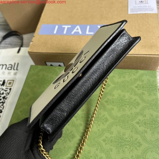 Replica Adidas x Gucci ‎621892 wallet with chain Off-white and black leather 5