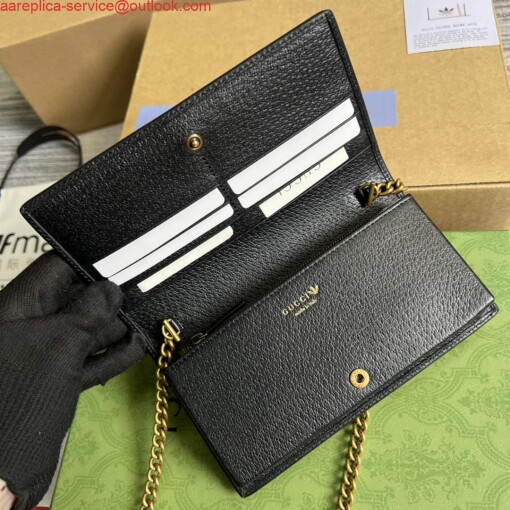 Replica Adidas x Gucci ‎621892 wallet with chain Off-white and black leather 6
