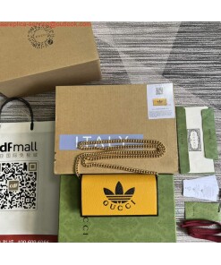 Replica Adidas x Gucci ‎621892 wallet with chain Off-black and yellow leather