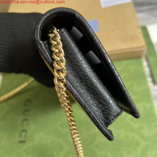 Replica Adidas x Gucci ‎621892 wallet with chain Off-black and yellow leather 3