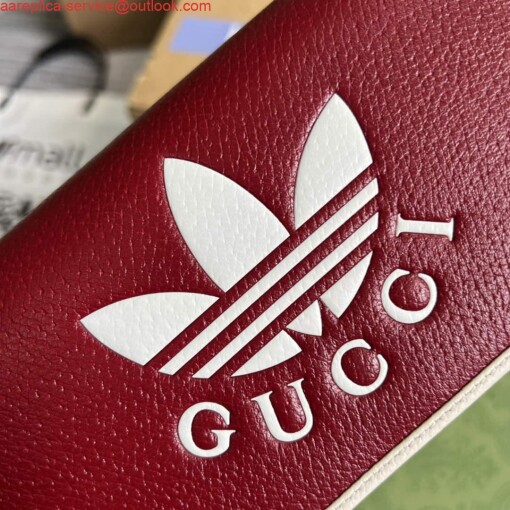 Replica Adidas x Gucci ‎621892 wallet with chain Off-white and red leather 4