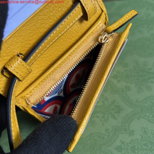 Replica Adidas x Gucci card case with Horsebit 702248 Off-black and yellow leather 8