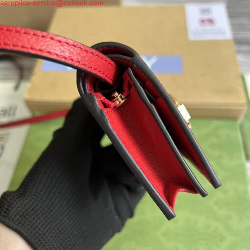 Replica Adidas x Gucci card case with Horsebit 702248 Off-white and red leather 3
