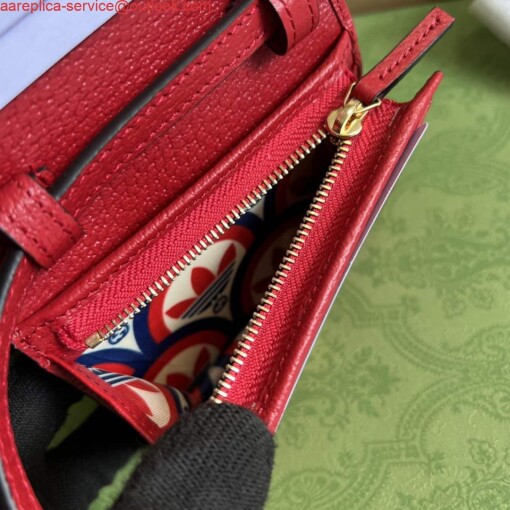 Replica Adidas x Gucci card case with Horsebit 702248 Off-white and red leather 8