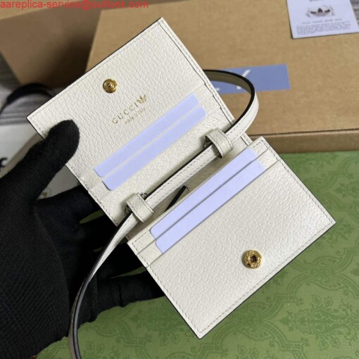 Replica Adidas x Gucci card case with Horsebit 702248 Off-white and black leather 7