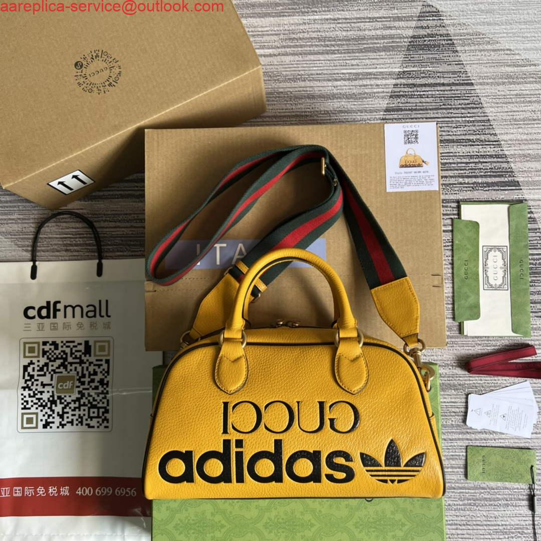 Replica Adidas x Gucci 702397 mini duffle bag yellow Replica Adidas x Gucci 702397 mini duffle bag yellow