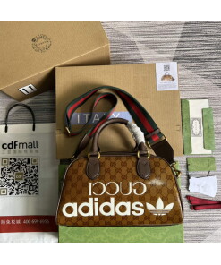 Replica Adidas x Gucci 702397 mini duffle bag brown