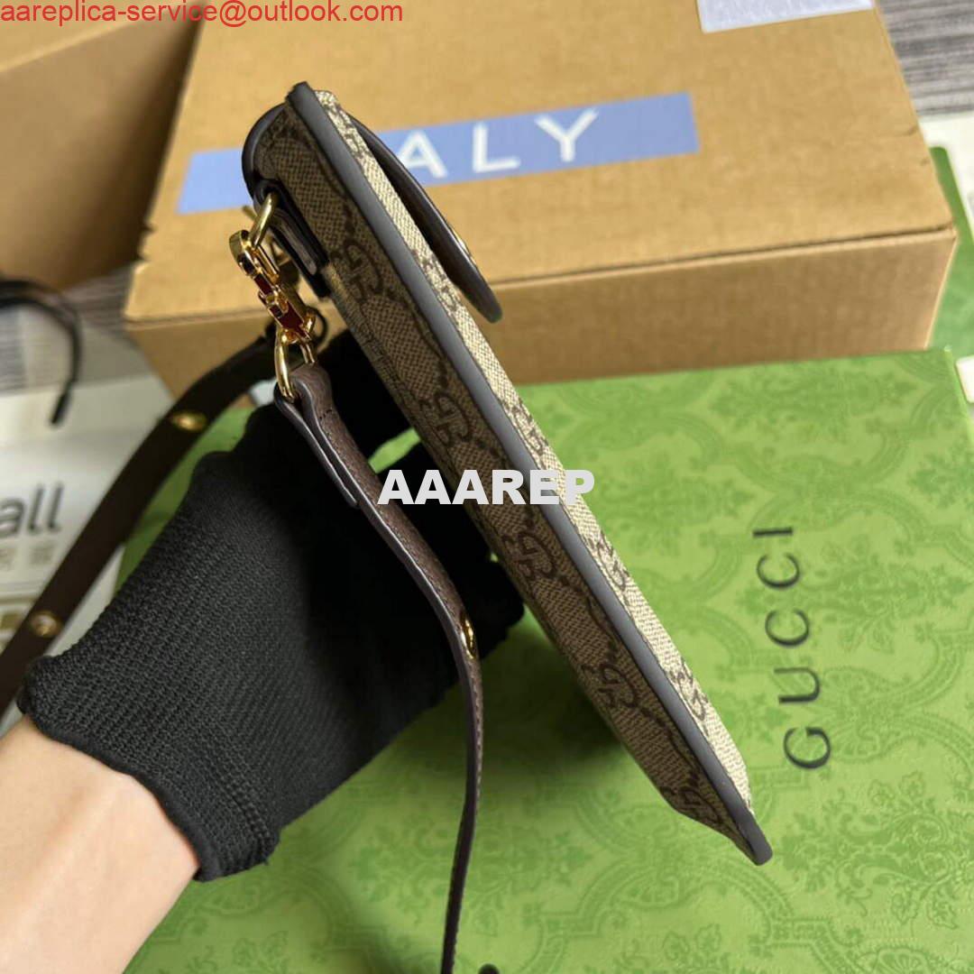 Replica Gucci 700732 Gucci cherry print phone case Brown 2 Replica Gucci 700732 Gucci cherry print phone case Brown 2