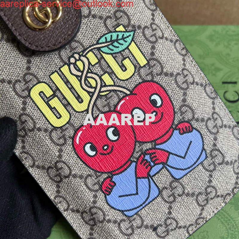 Replica Gucci 700732 Gucci cherry print phone case Brown 5 Replica Gucci 700732 Gucci cherry print phone case Brown 5