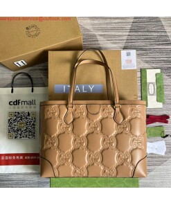 Replica Gucci 631685 GG matelassé leather medium tote Bag Beige