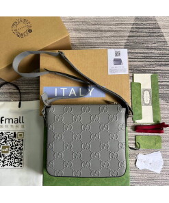 Replica Gucci 406410 GG embossed small messenger bag Grey