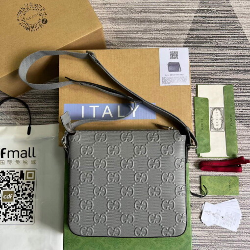 Replica Gucci 406410 GG embossed small messenger bag Grey