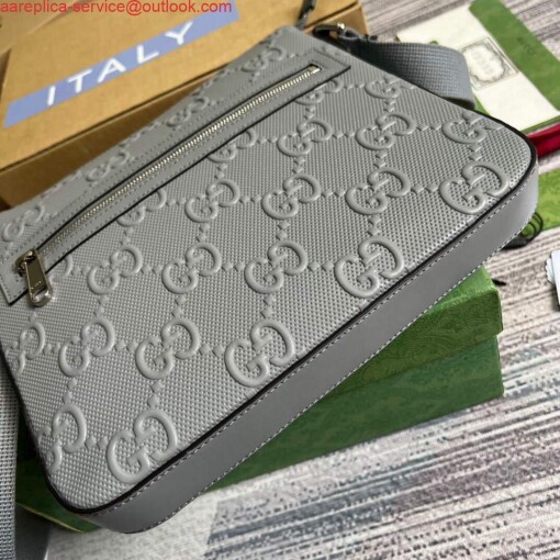 Replica Gucci 406410 GG embossed small messenger bag Grey 4