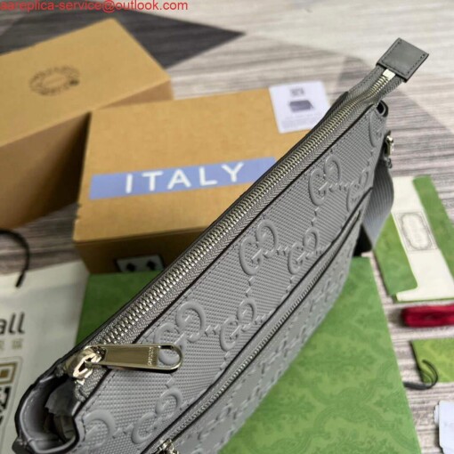 Replica Gucci 406410 GG embossed small messenger bag Grey 5