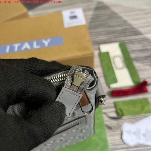 Replica Gucci 406410 GG embossed small messenger bag Grey 6
