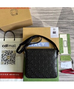 Replica Gucci 406410 GG embossed small messenger bag Black