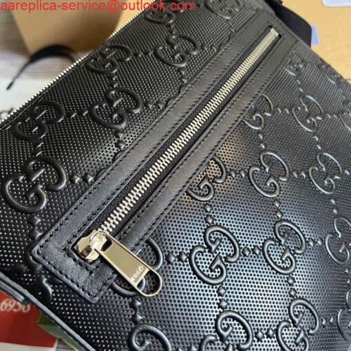 Replica Gucci 406410 GG embossed small messenger bag Black 4