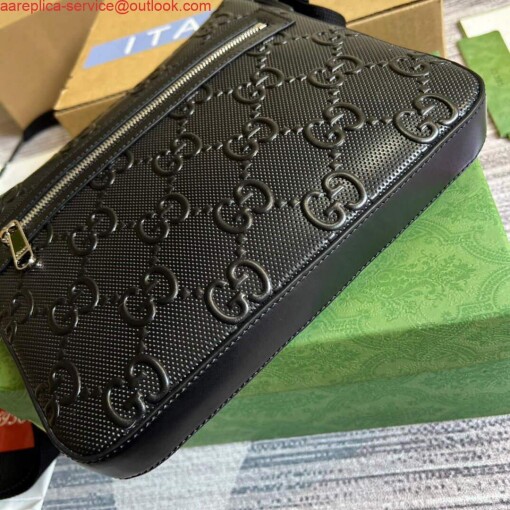 Replica Gucci 406410 GG embossed small messenger bag Black 5