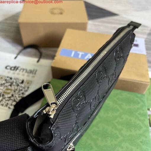 Replica Gucci 406410 GG embossed small messenger bag Black 6